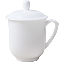 华祺腾达HT-2011纯白带盖陶瓷茶杯 320ml (个)