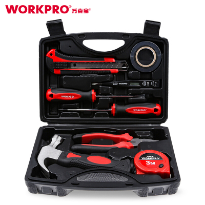 万克宝(WORKPRO)家用工具箱套装电工木工维修五金手动工具组套9件套W00010002