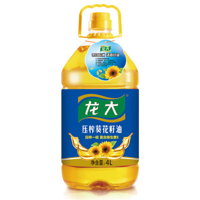 龙大食用油 压榨葵花籽油 4L/桶