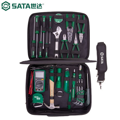 世达(SATA)电工高级检修工具套装多功能组合工具包32件03795