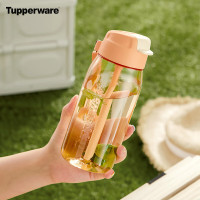 特百惠(Tupperware)乐C随心杯儿童学生吸管杯塑料运动茶杯子带拎绳便携家用办公蜜桃橙550ML