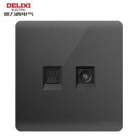 德力西电气(DELIXI ELECTRIC)开关插座面板 CD219大板无边框系列 经典款 网线显示屏-12只/盒-枪灰