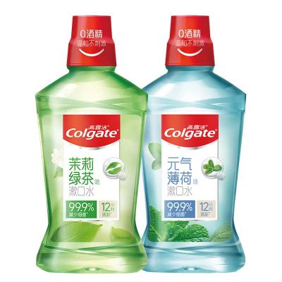 高露洁(Colgate)茶健漱口水500ml+冰爽漱口水500ml 无酒精清新口气减少口腔细菌