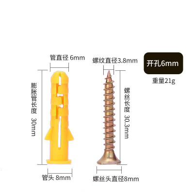 安赛瑞 膨胀管螺丝钉套装 6×30mm(500套装)