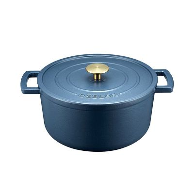 德世朗(DESLON)DFS-T128B 珐琅铸铁锅(蓝色)直径24cm 铸铁+搪瓷(珐琅)
