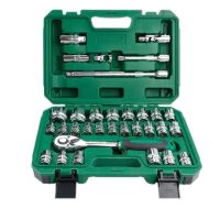 长鹿32件12.5mm系列镜面铬钒套筒方盒组套(自脱棘轮)