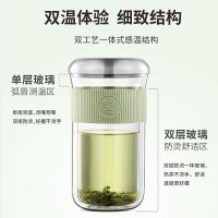 鸣盏 MZ-8002 红梅 双层玻璃 泡茶杯 (计价单位:套)玫红色