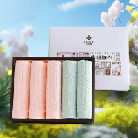 洁丽雅 清悦面巾五条盒装 绿+粉