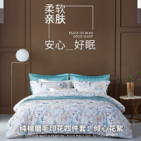 梦洁家纺纯棉磨毛四件套:倾心花絮 被套200×230cm