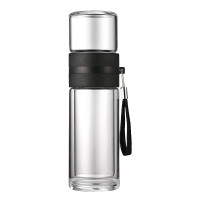 富光拾喜(FUGUANG BESTJOY)玻璃杯双层便携随手杯BEST06-3008(茶水分离260ml)黑色