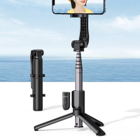 绿联 桌面磁吸手机支架360度调节多功能手机座落地支架适用华为/苹果手机 自拍杆 黑色