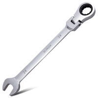 得力 镜面活头两用棘轮快扳19mm(银)(把) DL34219
