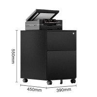 震怡钢制活动柜办公室抽屉带锁移动带轮桌下矮柜床头铁皮柜子侧拉钥匙 黑色二抽侧拉钥匙锁