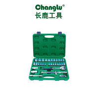 长鹿 32件 12.5mm系列蓝带6角套筒组套(自脱棘轮)