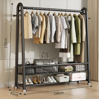 虎刻 长150cm*高170cm 28管双层-无轮 衣帽架 黑色 (计价单位:个)