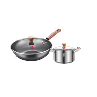 康巴赫/匠心无涂层锅具两件套(32cm炒锅+22cm汤锅)LPB-JX02T(单位:套) 黑色