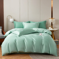 洁丽雅 60S铂金加密全棉绣花四件套CP3477奶油绿