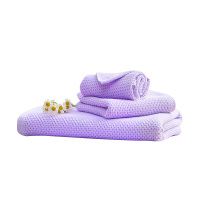 富安娜 清韵系列 素色纯棉蜂窝毛方浴三件套 紫