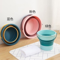 达昭 折叠桶水桶车载户外钓鱼桶洗澡泡脚盆大小号旅行洗车桶家用宿舍 折叠款-小号[深蓝5L]可装10斤