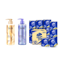 舒蕾 水光莹亮 烁金洗发露400g+舒蕾水光 润泽烁金沐浴露400g+维达超韧有芯卷纸145克27卷