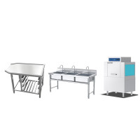 乐创通道式洗碗机LC-J-BD200D(含三星水池、转交导流台、洁碟台)