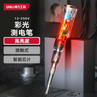 得力(deli)高亮度彩光透明测电笔多功能感应电笔验电笔12-250V