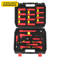 开拓(EXPLOIT)台湾制造1000V高压绝缘套筒棘轮扳手套装加长套筒旋具 1/2大飞棘轮扳手21件套 104942