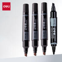 得力S555大双头粗头多用物流记号笔签字笔办公文具教学会议笔马克笔10支/盒黑色