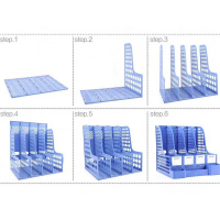 春菊办公用品塑料文件架桌面收纳四联资料架A4办公室文件整理文件栏 蓝色四栏