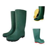 匹牧(P I M U)绿面黑底高筒雨鞋PVC水鞋亚光轻便钓鱼靴防滑耐磨雨靴