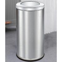 匹牧商用户外不锈钢无盖圆形垃圾桶钢色大号无盖单位:个