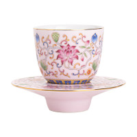 苏氏陶瓷(SUSHI CERAMICS) J1058 珐琅彩缠莲枝品茗杯 60ml (单位:个) 粉色