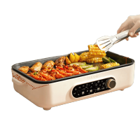 苏泊尔(SUPOR)GJ3723P805 电烧烤炉烧烤锅家用烤肉盘电烤盘烤肉机 1200W(单位:台)白色