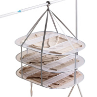 茶花(CHAHUA) 990168 晾衣网架晾衣篮大号三层 77*61*82cm (单位:个) 灰色