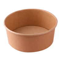 奥美优(AOmeiyou)一次性餐盒牛皮纸碗加厚可降解带盖打包盒露营餐具圆形20套750ml
