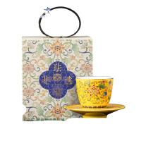 苏氏陶瓷(SUSHI CERAMICS) J1055 珐琅彩缠莲枝品茗杯 60ml (单位:个) 黄色