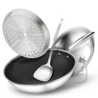 德铂(Debo)DEP-726 安东尼奥(蒸炒锅)304不锈钢蜂窝不粘煎炒锅(单位:套)