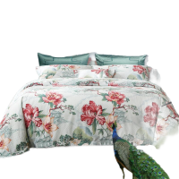 富安娜(fuanna) 纯棉四件套/诺微花妍被套*1+床单*1+枕套*2 203*229 (单位:套)