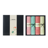 hoyo-7151日本长绒棉A类纯棉荷花毛巾礼盒4条装 (33*72cm)*4(单位:套) 彩色系列