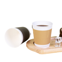 芳草地 3G6617 中空防烫纸杯 280ml*30只 (单位:只) 灰色 咖色