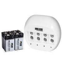 雷摄(LEISE) 904四槽 9V锂电池快速充电套装(配4节600毫安9V锂电池+四槽9V充电器) 白色(单位:套)