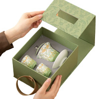 苏氏陶瓷(SUSHI CERAMICS) J1067 渐变革纹盖碗小套装 一盖碗二品茗杯 (单位:套)