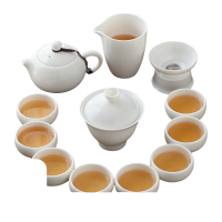 苏氏陶瓷(SUSHI CERAMICS) J0335 羊脂玉茶具组(茶杯茶壶盖碗茶漏组) 12件套 (单位:套)