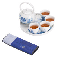 苏氏陶瓷(SUSHI CERAMICS) J0975 中国白-仿古青花套装(杯壶茶盘茶巾) 7件套 (单位:套)
