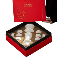 苏氏陶瓷(SUSHI CERAMICS) J0432 白瓷盖碗茶具组(盖碗茶杯茶漏组茶海) 11件套 (单位:套)