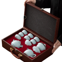 苏氏陶瓷(SUSHI CERAMICS) J0431 汝窑·茶具组(杯壶盖碗茶漏组) 10件套 (单位:套)