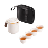 苏氏陶瓷(SUSHI CERAMICS) J1033 羊脂玉瓷手柄快客杯-茶杯茶壶 6件套 (单位:套)