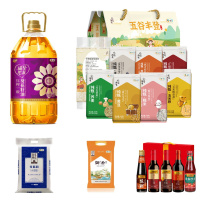 中粮调味米面油组合(五谷丰登京材D3450g+一级葵花籽油5L+御香东大米5kg+李锦记调料套装A+特精小麦粉5kg)