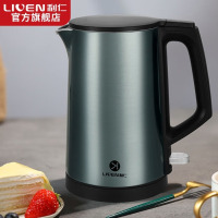 利仁电水壶热水壶烧水壶黄金容量双层防烫304不锈钢无缝全钢智能断电 1L