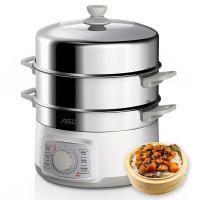爱仕达电蒸锅家用10L大容量304不锈钢自动断电多功能锅AZ-Y28J105 纯白 10L